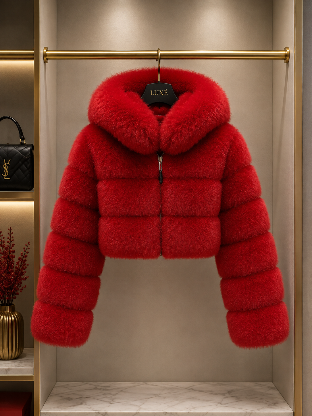 Women’s Cropped Faux Fur Jacket