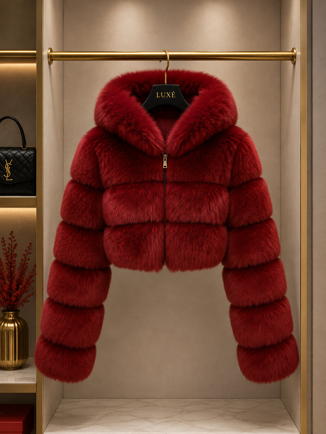 Women’s Cropped Faux Fur Jacket