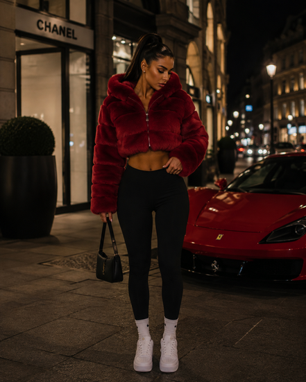 Women’s Cropped Faux Fur Jacket