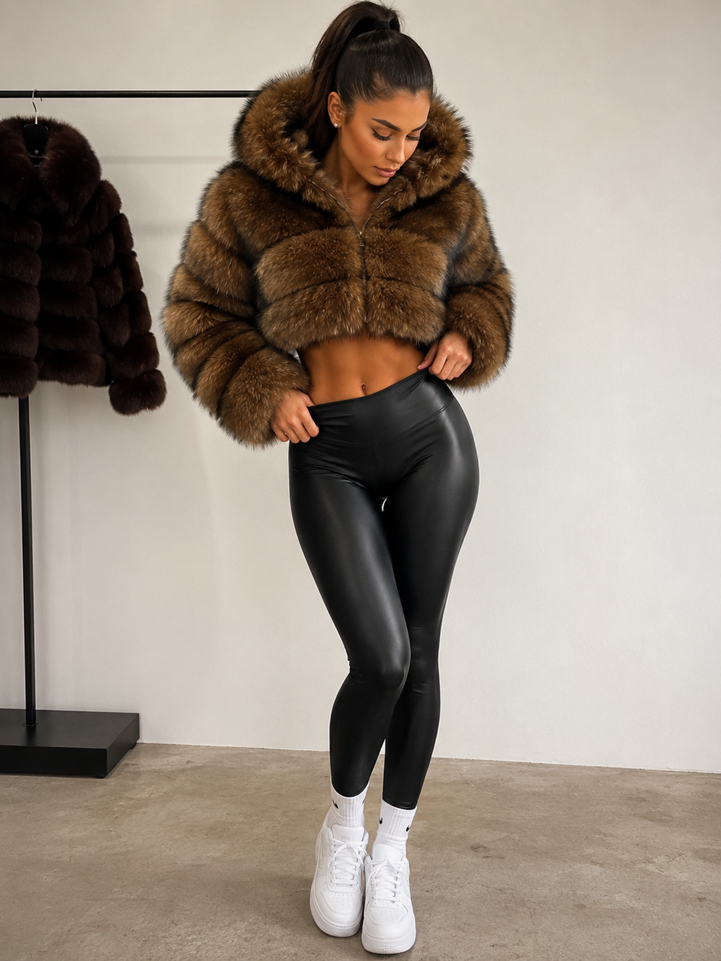 Women’s Cropped Faux Fur Jacket